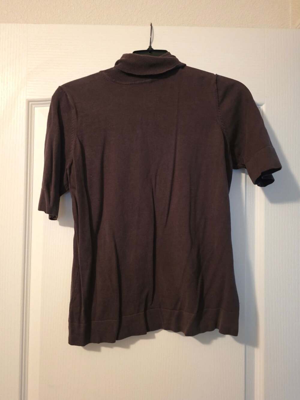 Worthington Brown Short Sleeve Turtleneck Sweater Silk Blend Large